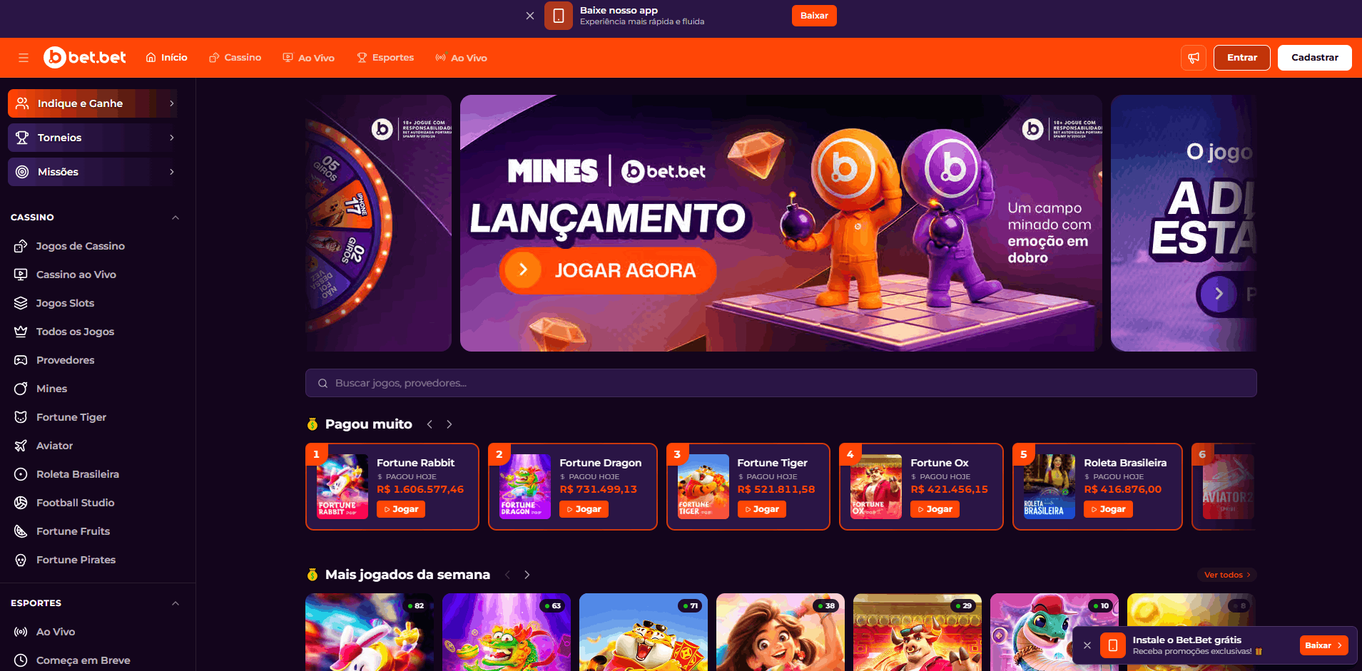 Bet.bet Tela do Site