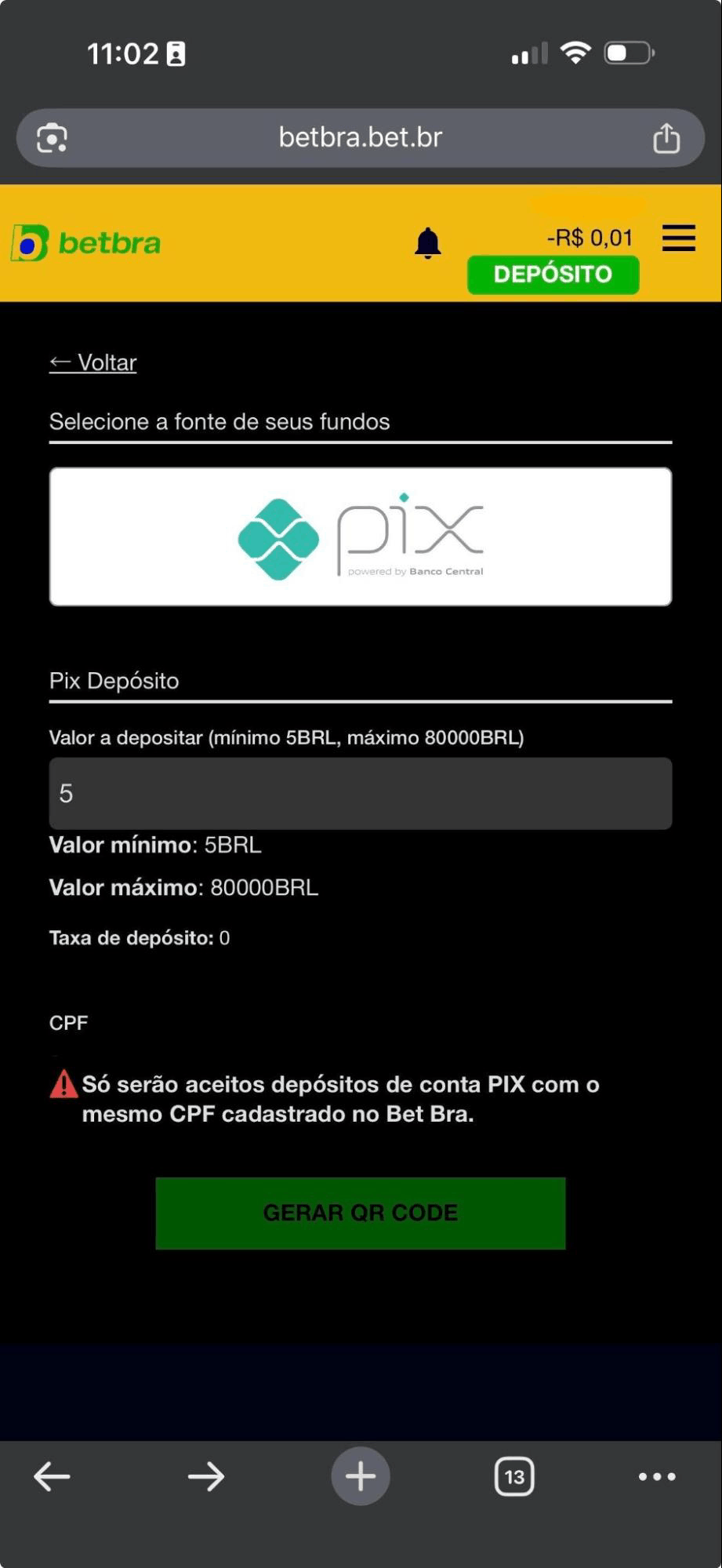 BetBra Métodos de Pagamento