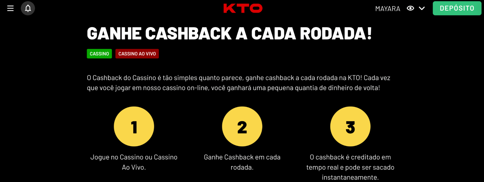 Cashback Casino KTO