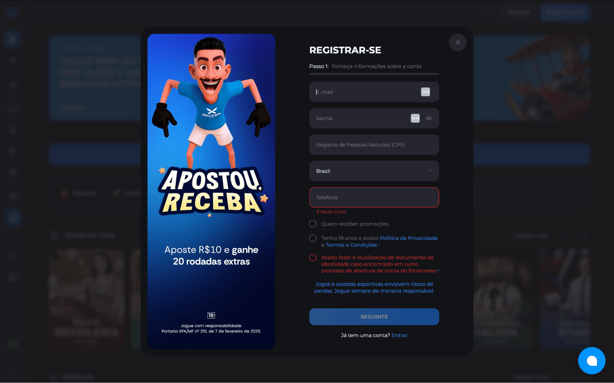 Receba Bet Cadastro