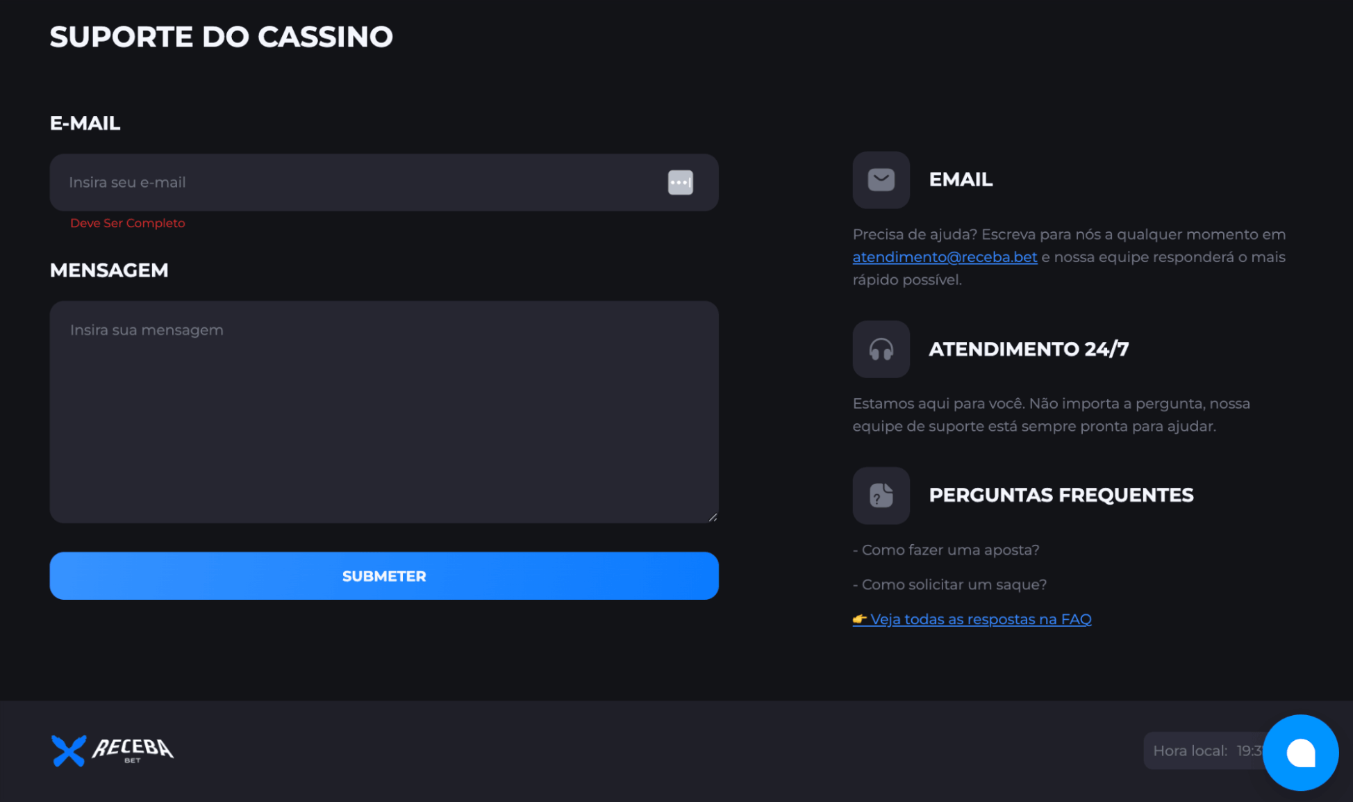 Receba Bet Contato